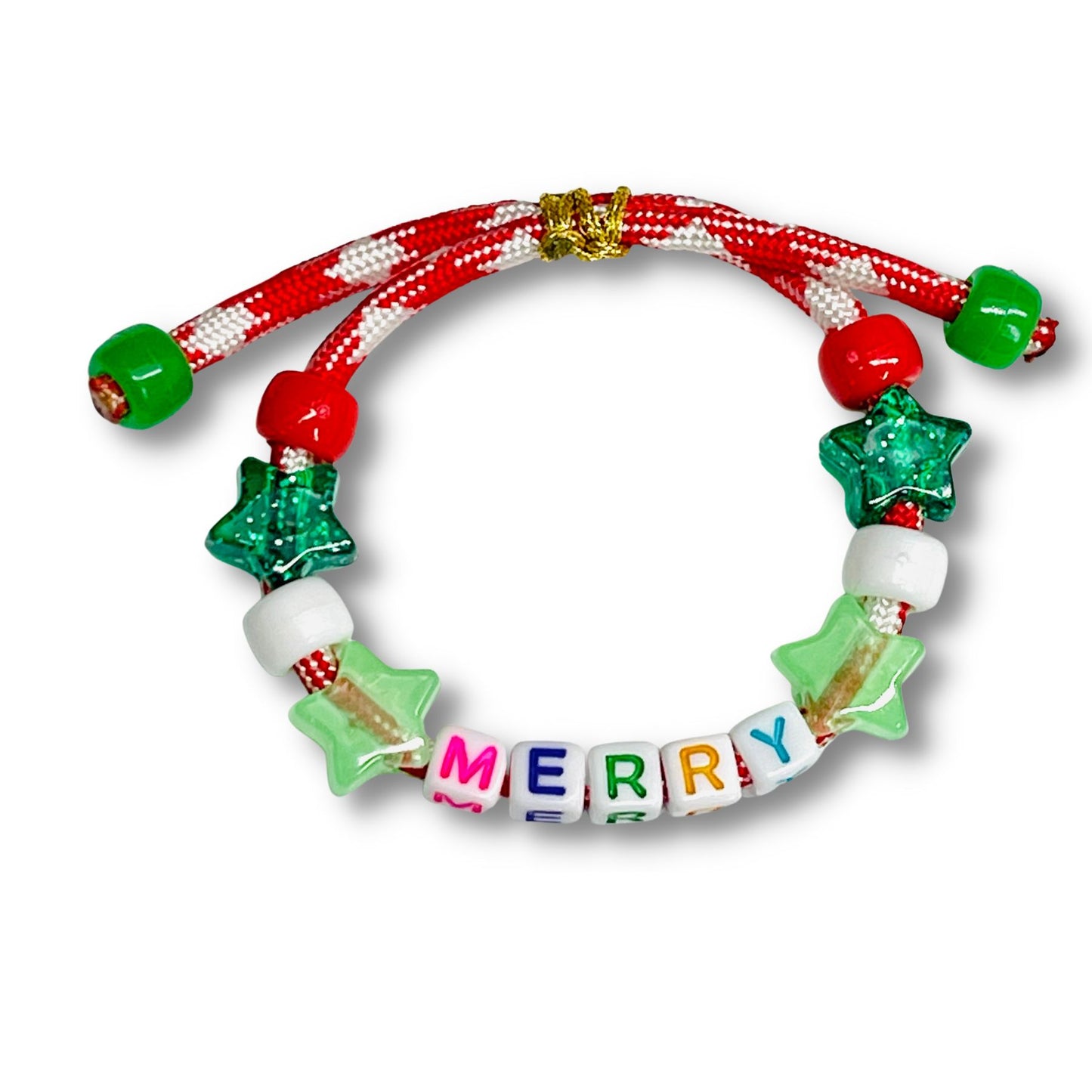 Adjustable Merry Beaded Paracord Bracelet