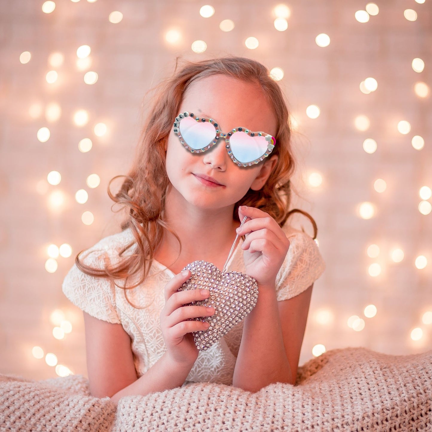 Smile Heart and Rhinestone Kids Sunglasses