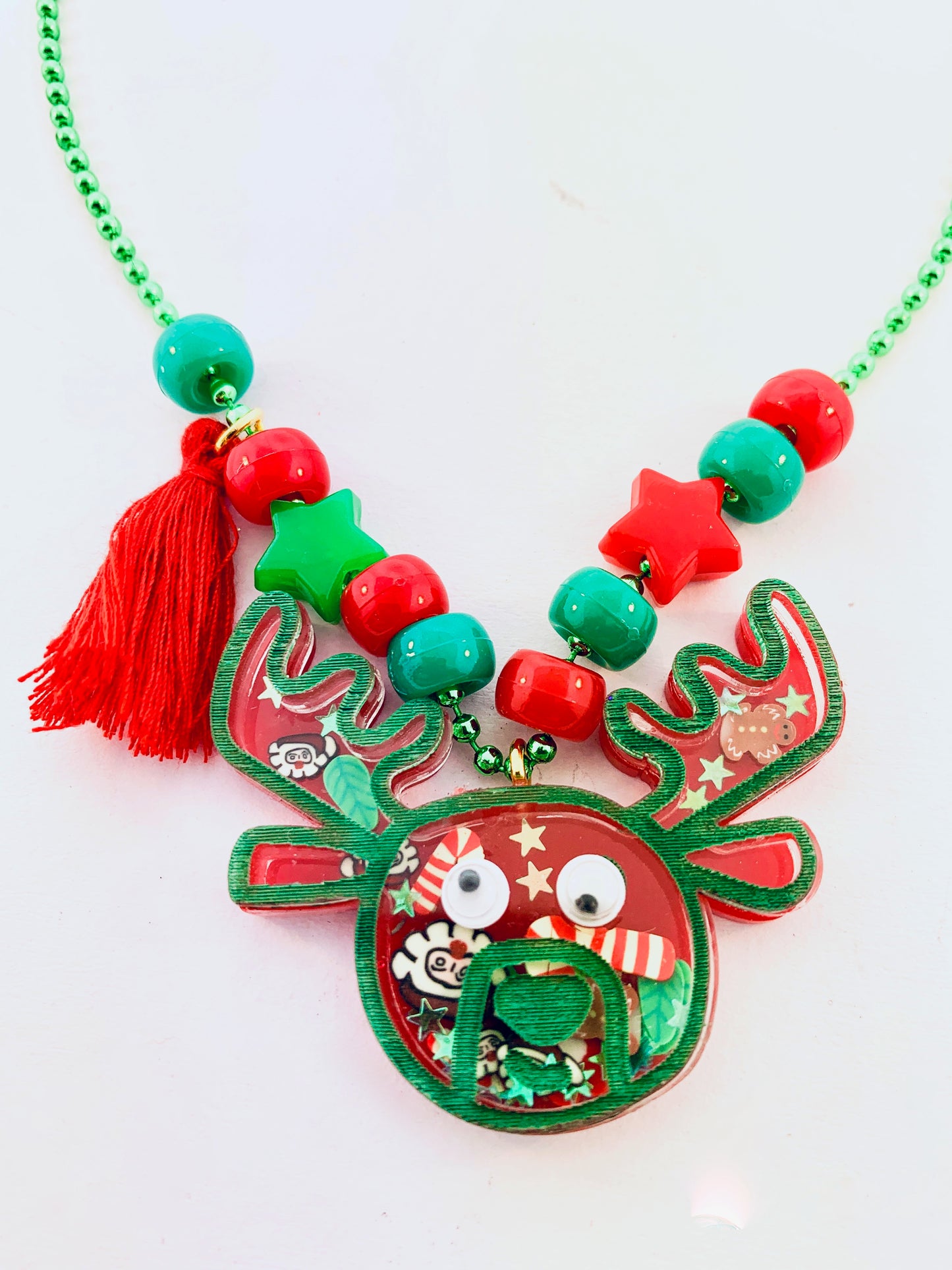Reindeer Holiday Christmas Shaker Necklace