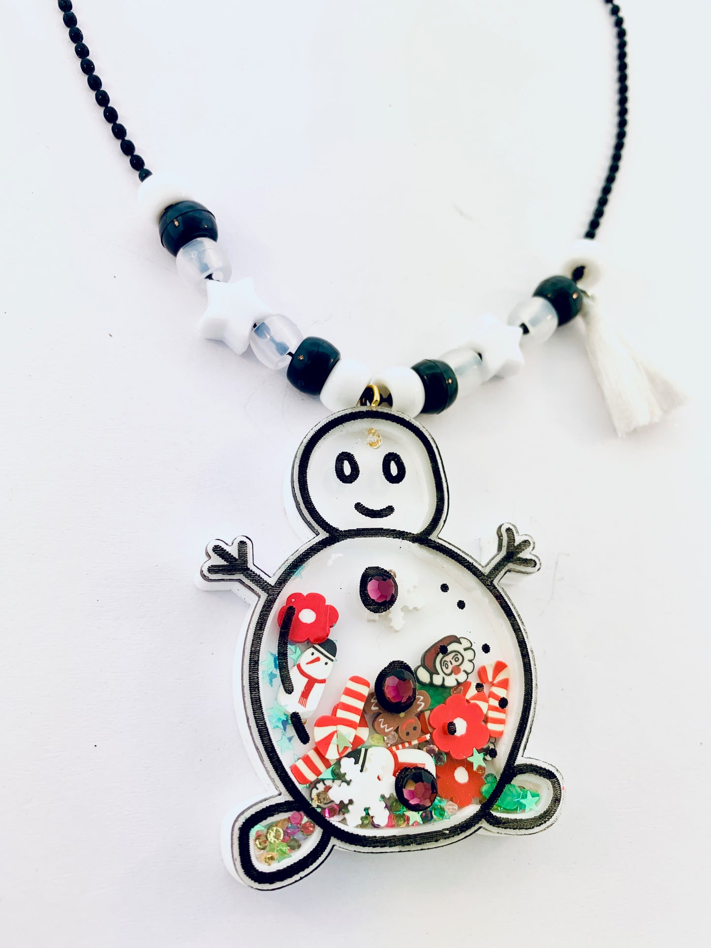 Snowman Holiday Christmas Shaker Necklace