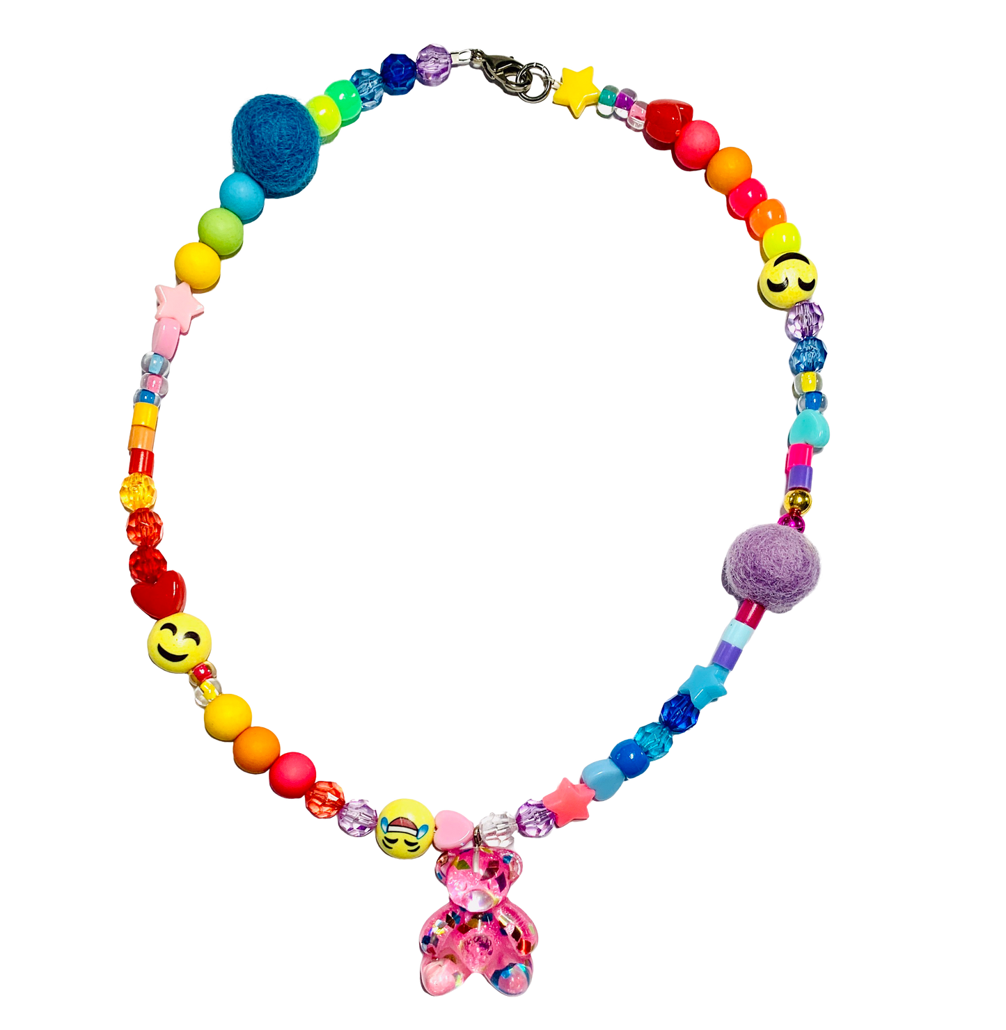Be Happy Teddy Bear Beaded Necklace
