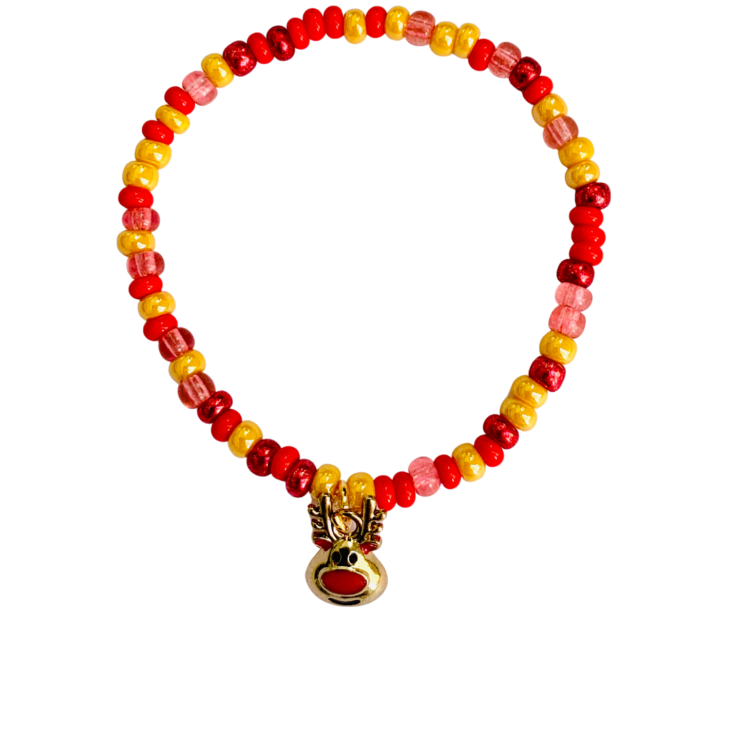 Cute Little Gold Reindeer Beaded Bracelet