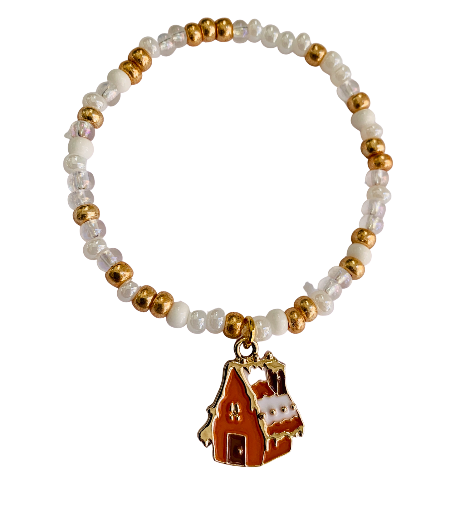 Gingerbread House Beaded Bracelet