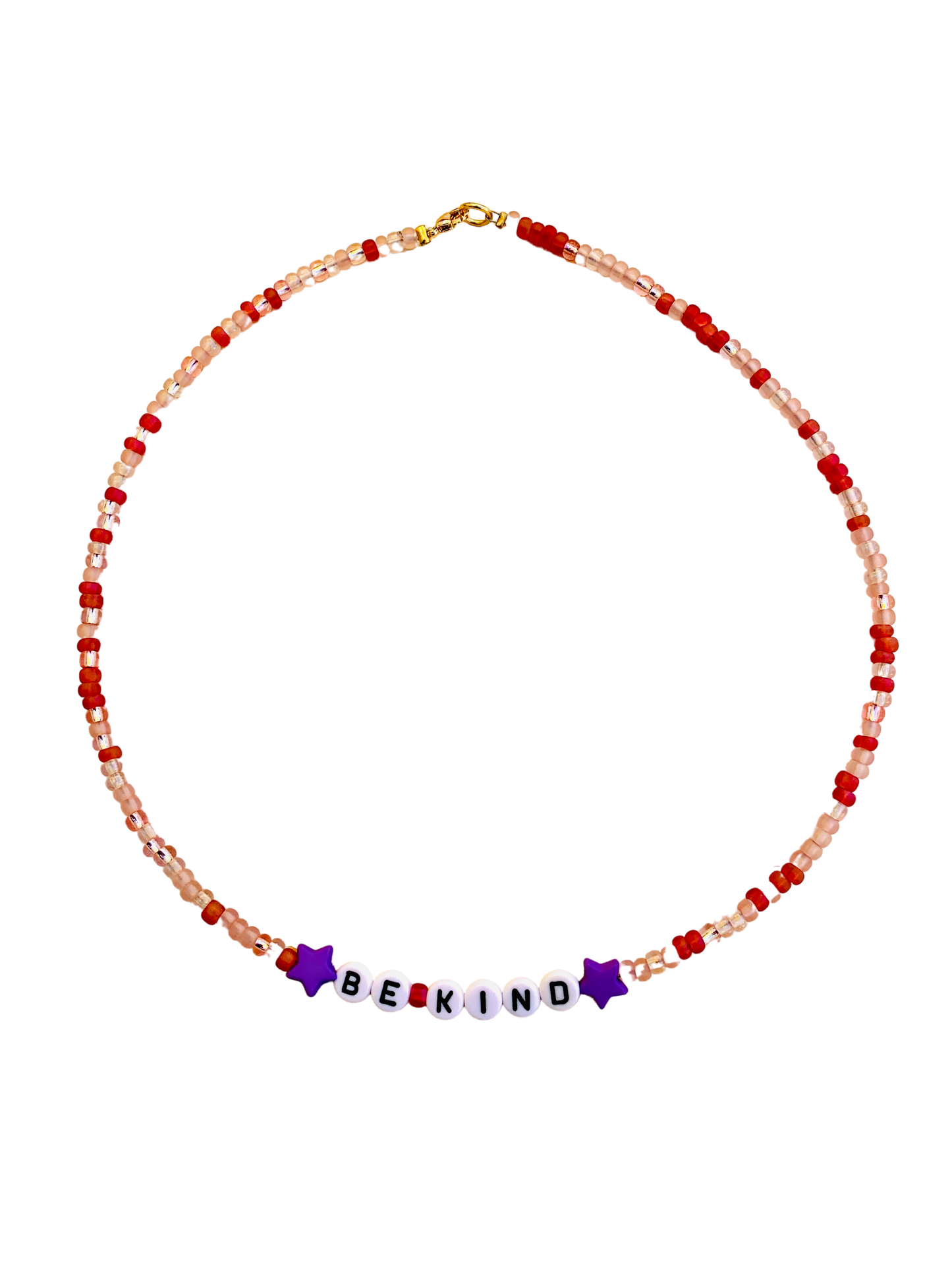 pink beaded necklace with be knd