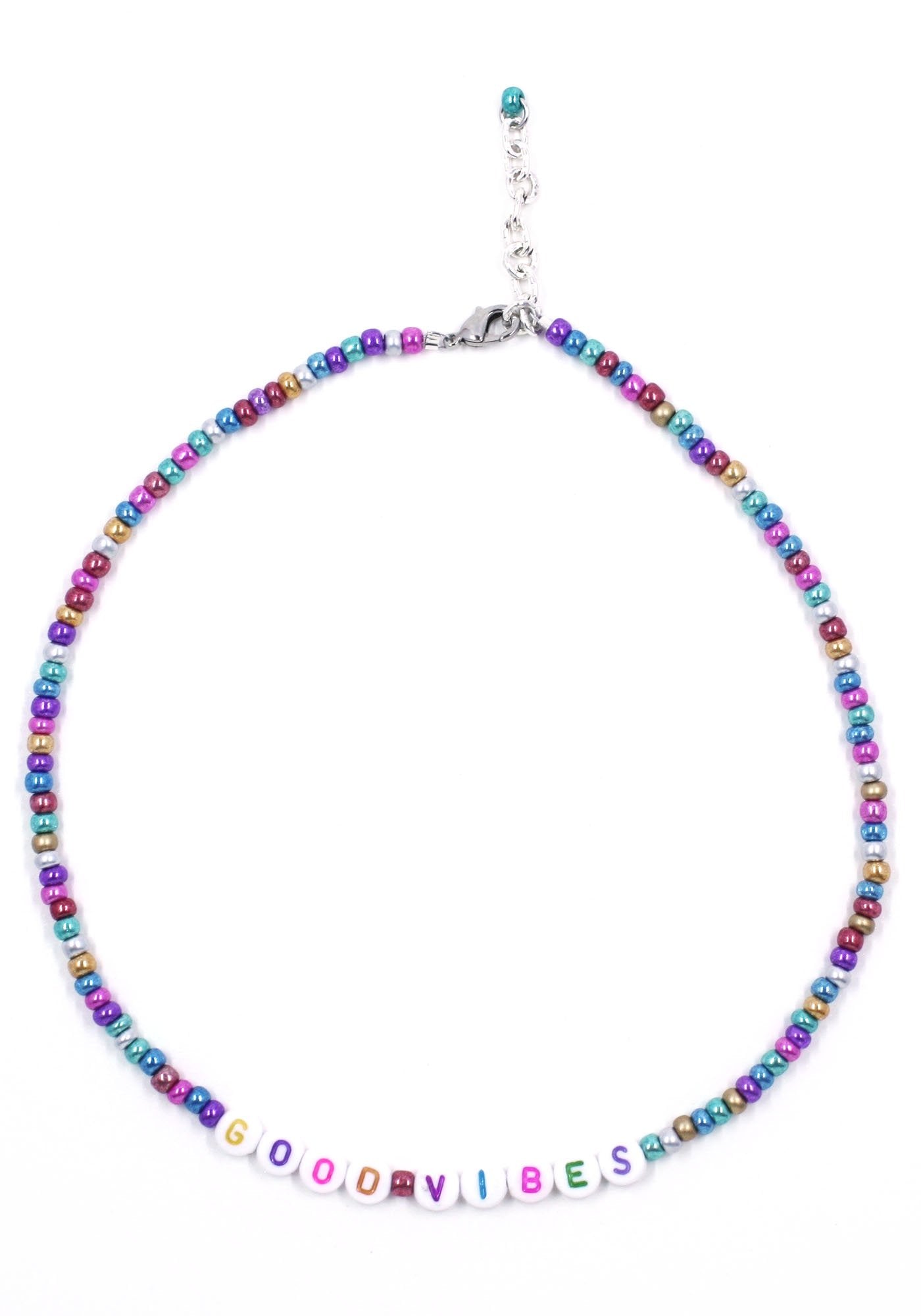 "Good Vibes" Words of Wisdom Beaded Necklace