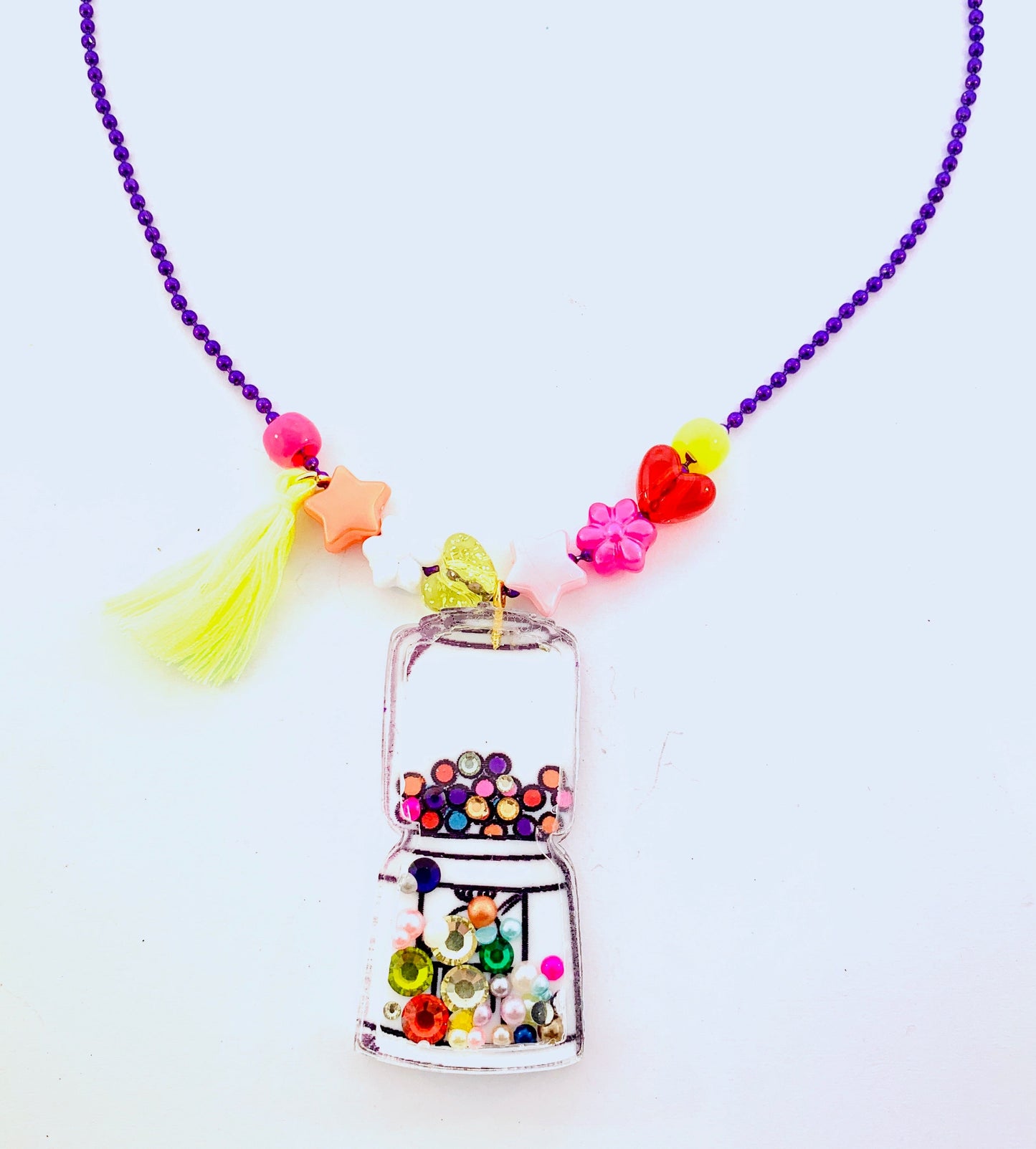 Rhinestone Gumball machine with pearls and tassel