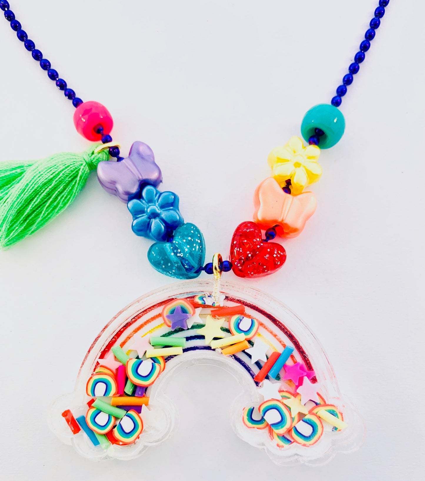 rainbow acrylic shaker neckalce