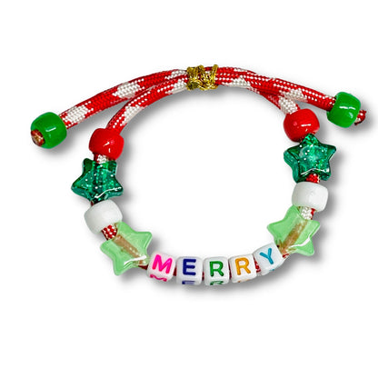 Adjustable Merry Beaded Paracord Bracelet