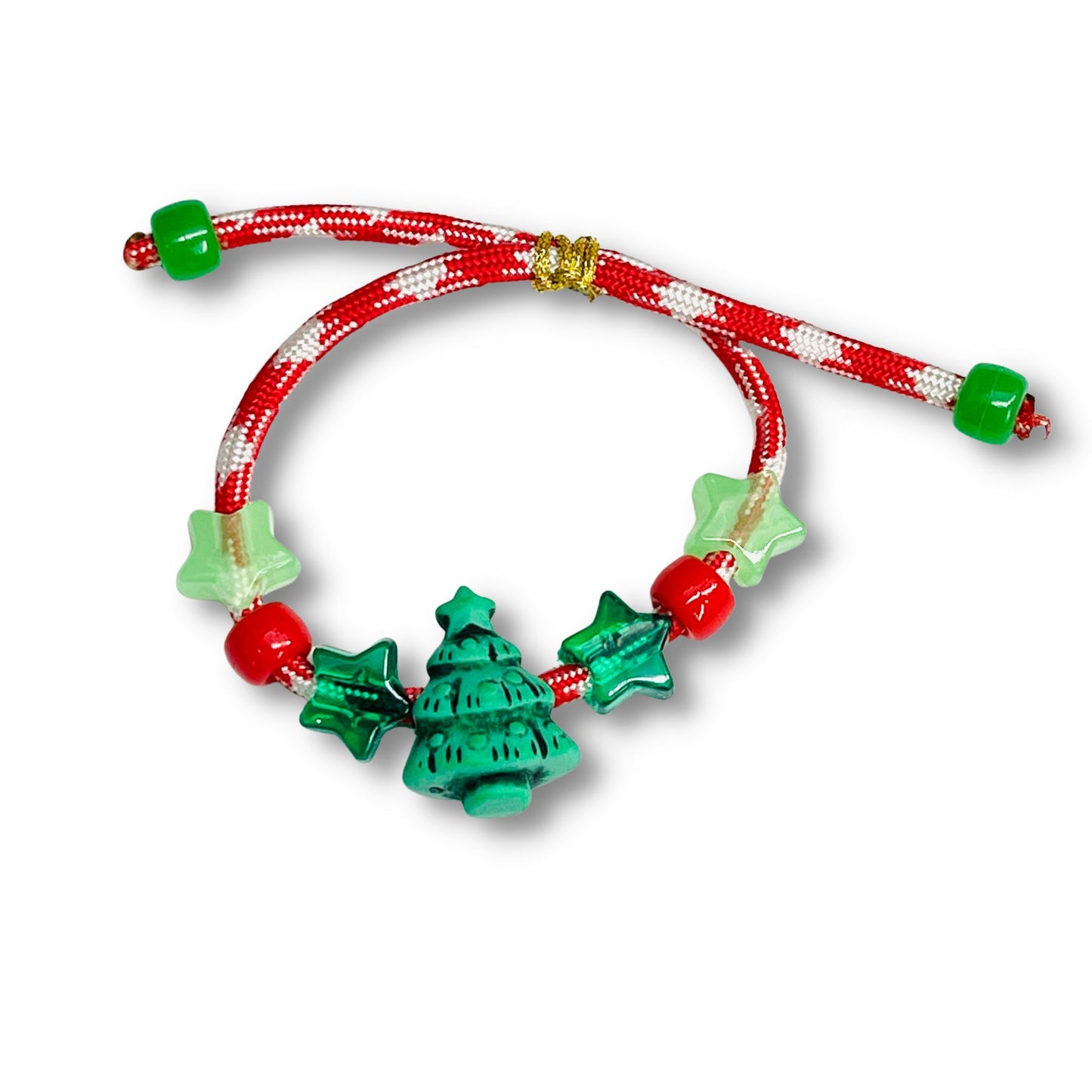 Adjustable Christmas Tree Beaded Paracord Bracelet