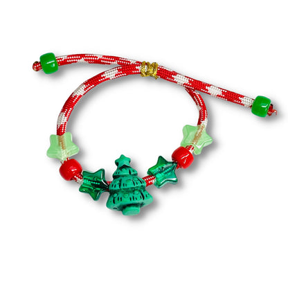 Adjustable Christmas Tree Beaded Paracord Bracelet