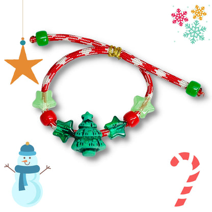 Adjustable Christmas Tree Beaded Paracord Bracelet