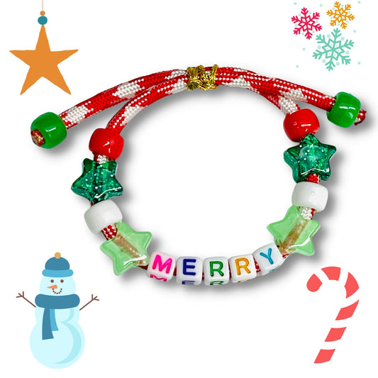 Adjustable Merry Beaded Paracord Bracelet