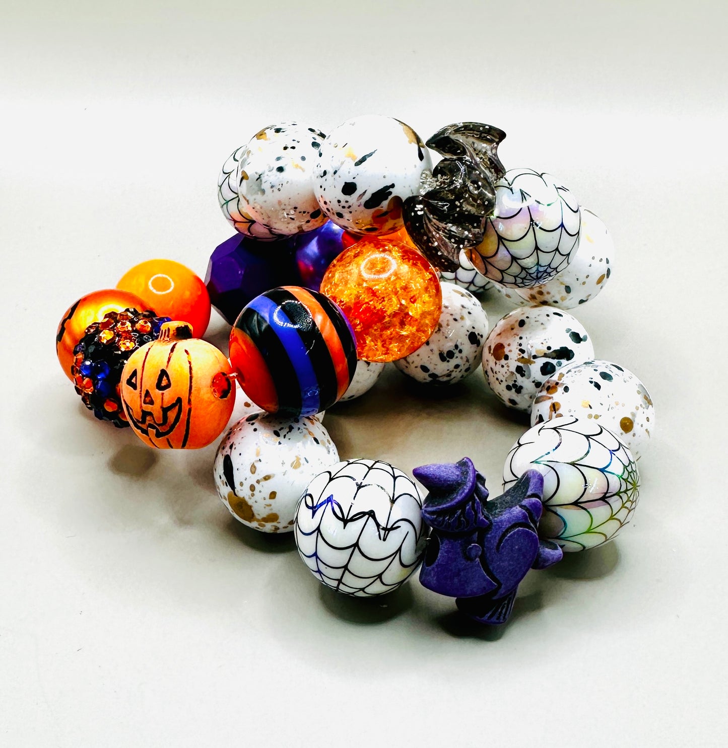 Spooky Halloween Bat Bubblegum Bead Bracelet