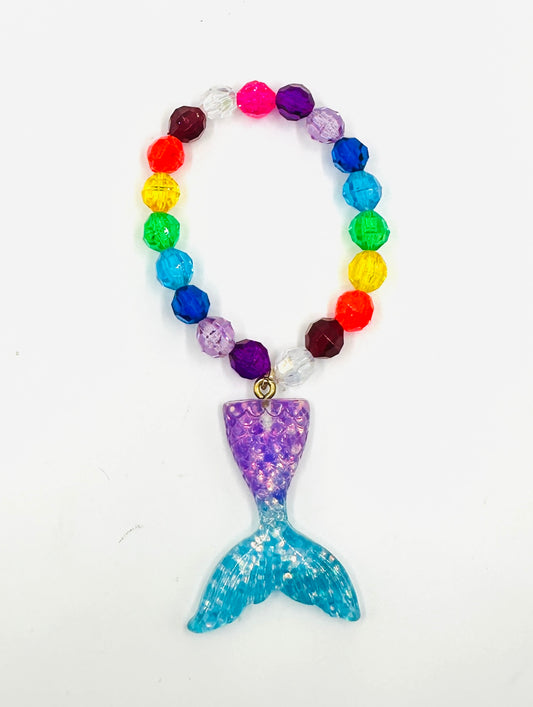 Mermaid Tail Rainbow Resin Stretch Bracelet