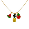 Watermelon, Pineapple and Strawberry Fruit Charm Necklace
