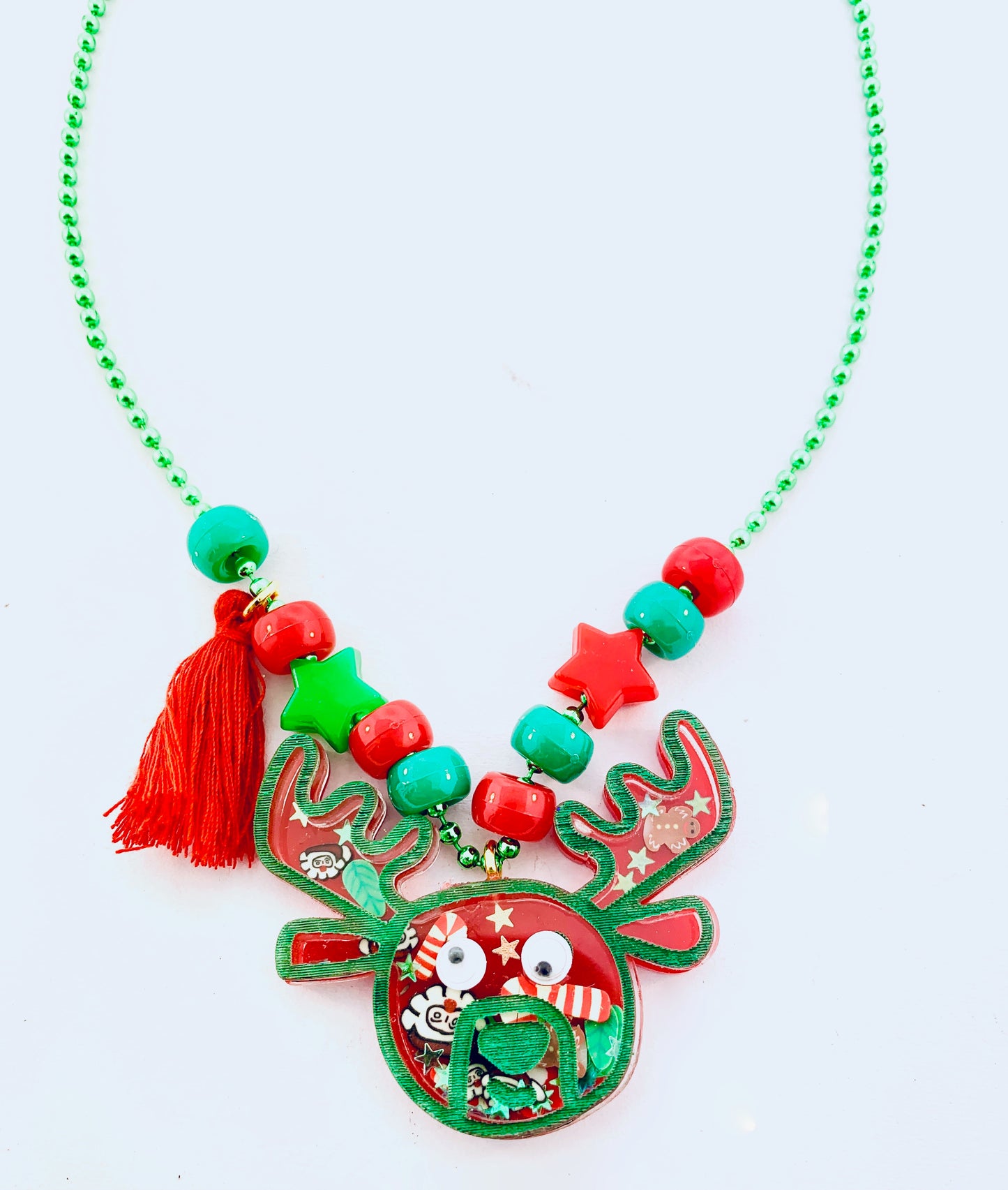 Reindeer Holiday Christmas Shaker Necklace