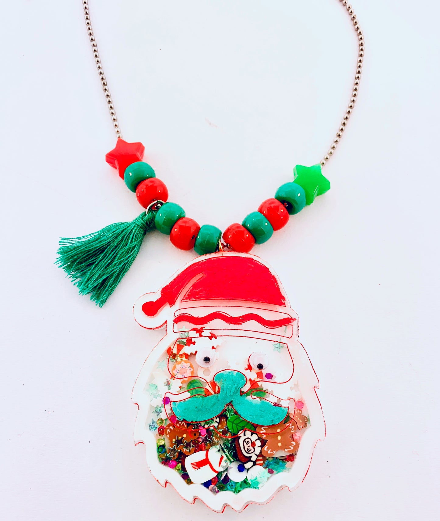 Santa Claus Holiday Christmas Shaker Necklace