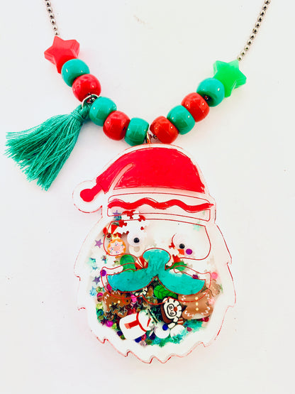 Santa Claus Holiday Christmas Shaker Necklace