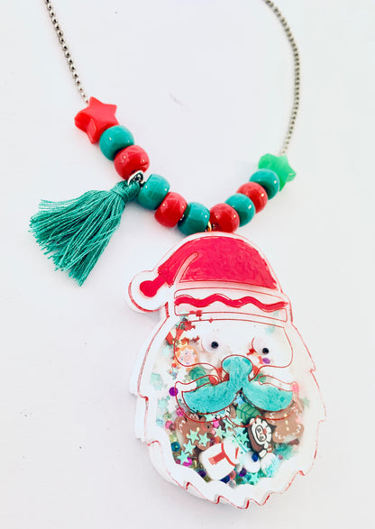 Santa Claus Holiday Christmas Shaker Necklace