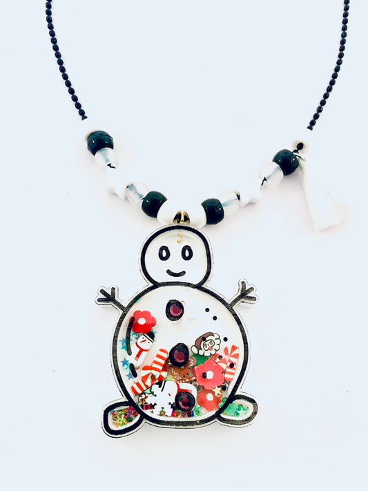 Snowman Holiday Christmas Shaker Necklace