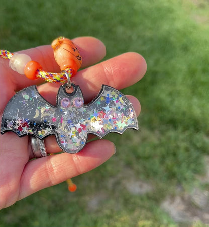 Scary Black Bat Shaker Necklace