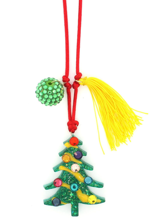 Acrylic Christmas Tree Resin Necklace