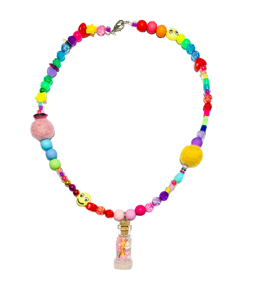 Be Happy Ocean Jar Beaded Necklace