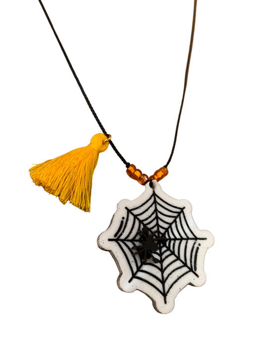 Acrylic Spiderweb Tassel Necklace