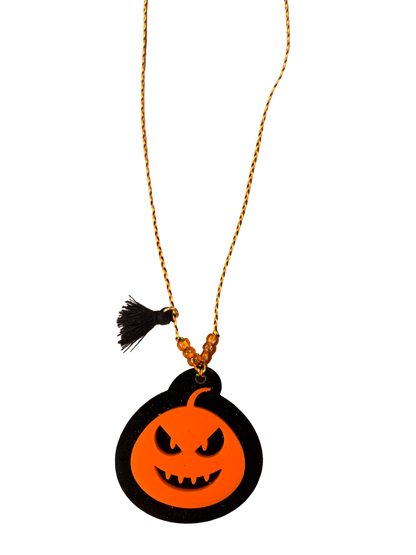 Acrylic Pumpkin 3d Tassel Necklace