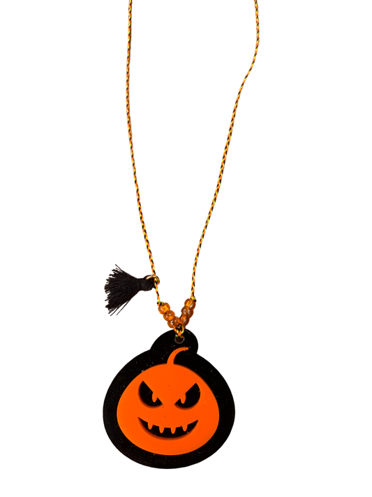 Acrylic Pumpkin 3d Tassel Necklace