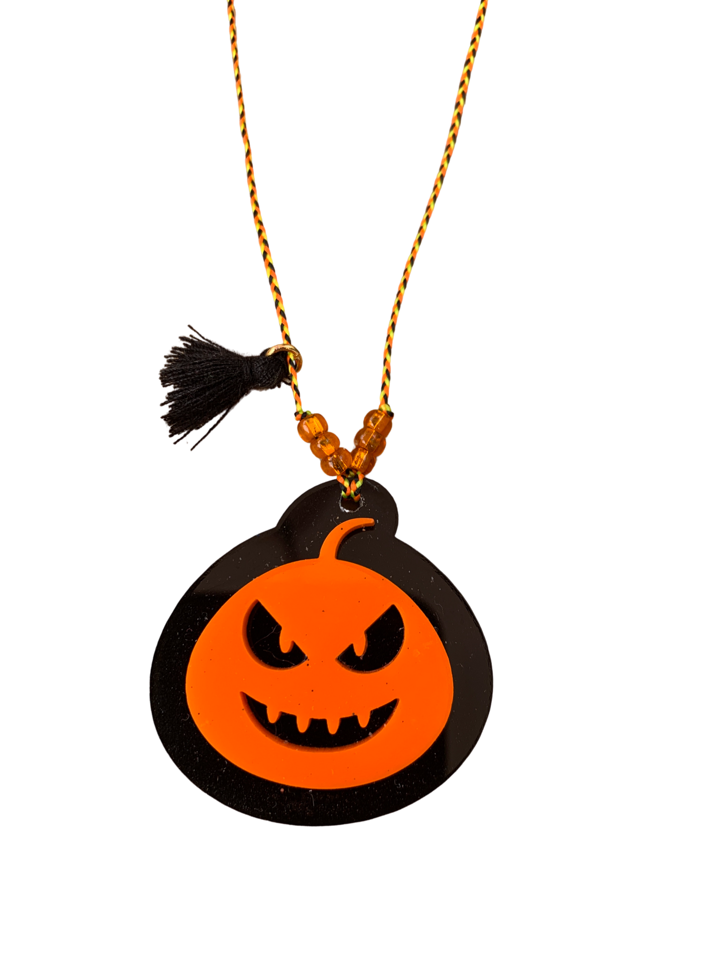 Acrylic Pumpkin 3d Tassel Necklace