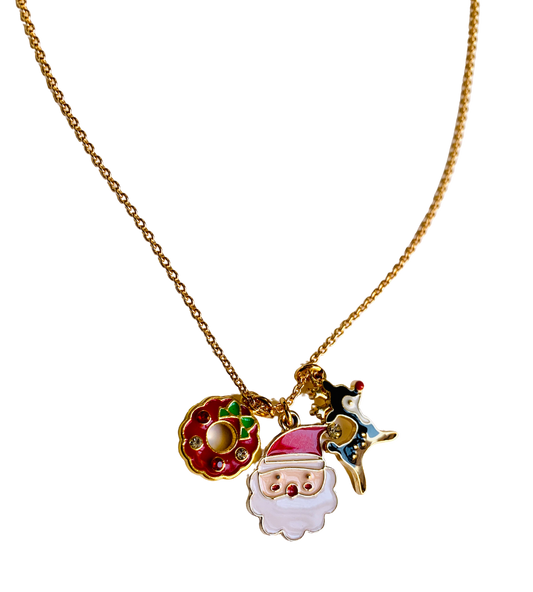 Santa Charm Necklace Holiday Necklace