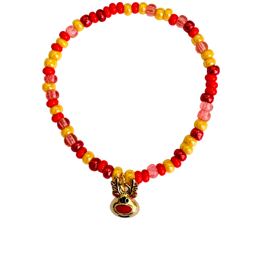 Cute Little Gold Reindeer Beaded Bracelet