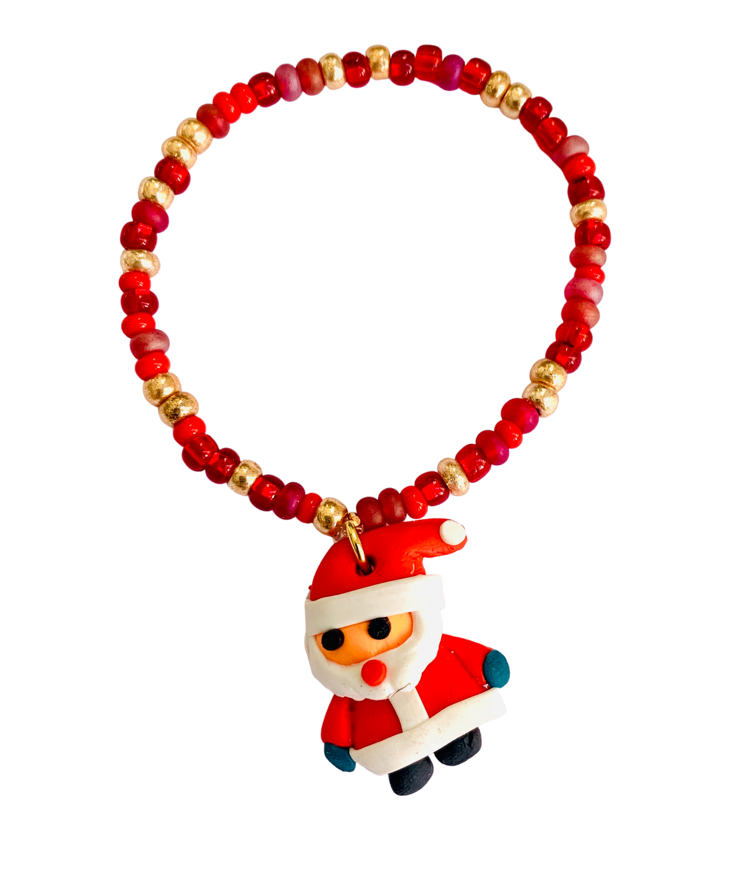 Clay Santa Claus Beaded Bracelet