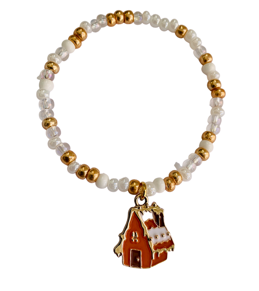 Gingerbread House Beaded Bracelet