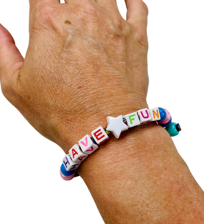 Colorful Be Brave Beaded Block Bracelet