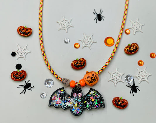 Scary Black Bat Shaker Necklace