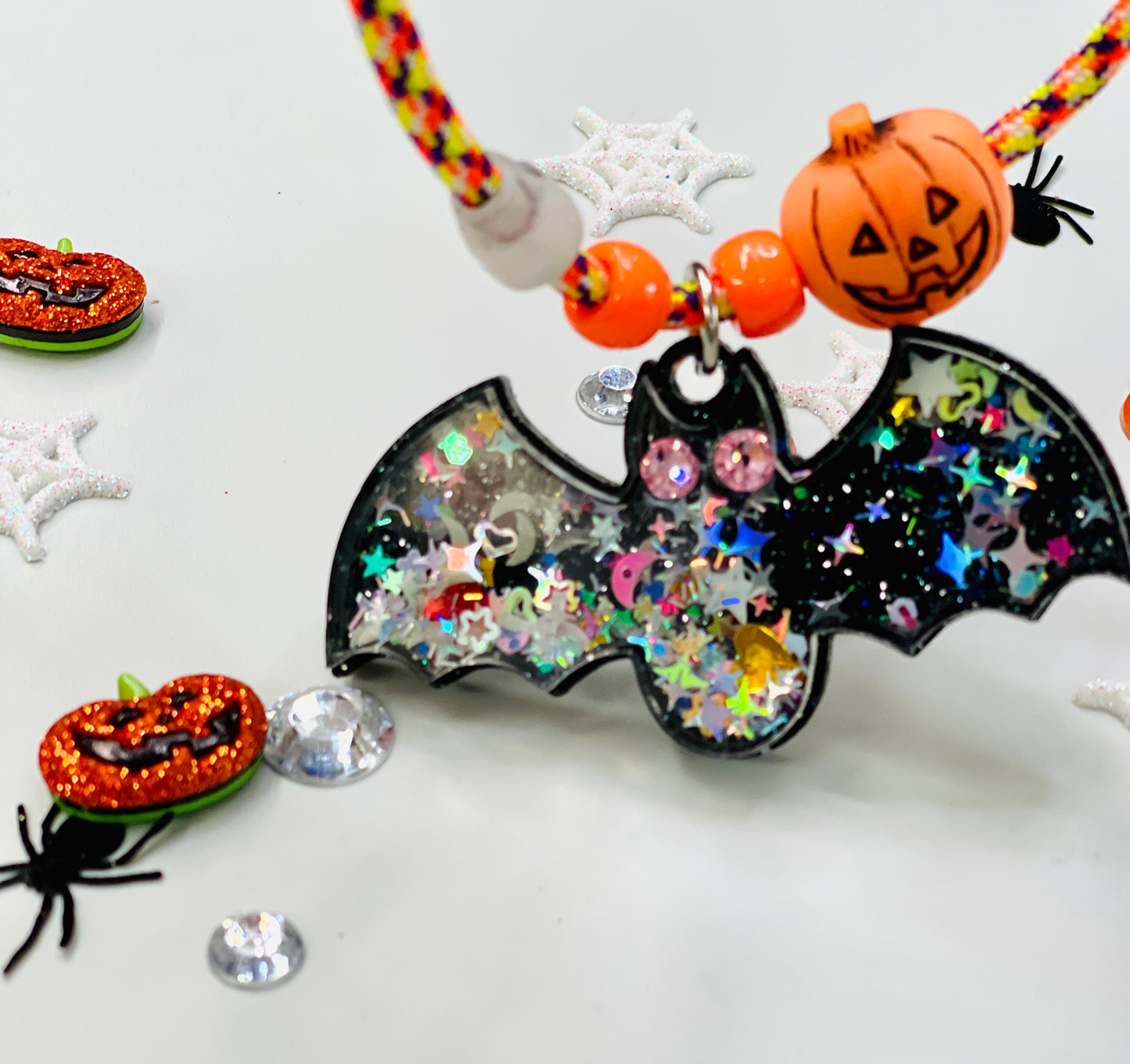 Scary Black Bat Shaker Necklace