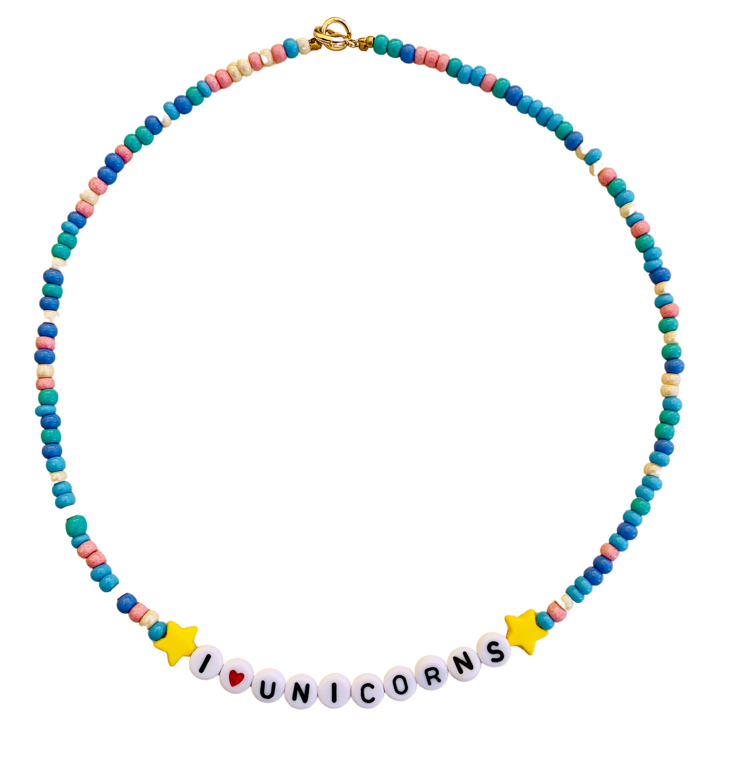 pastel beaded I love unicorns necklace