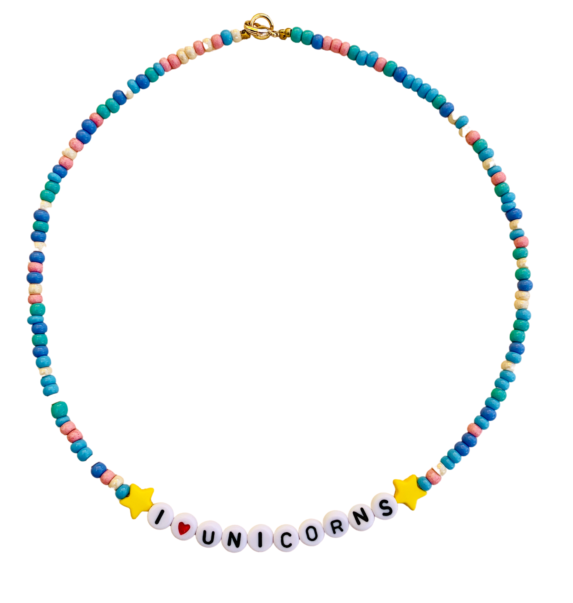 pastel beaded I love unicorns necklace