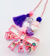 pink bow shaker necklace