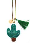 Cactus Resin Necklace + Bookmark
