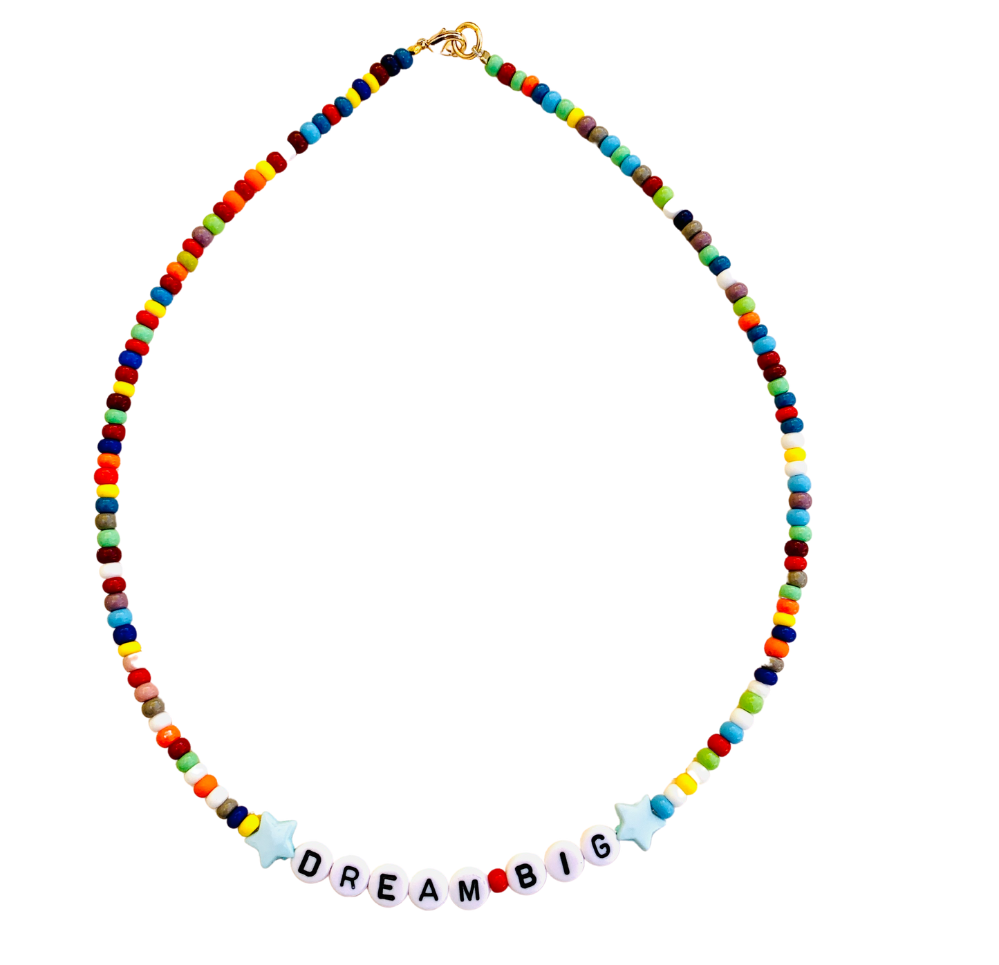 rainbow beaded dream big necklace