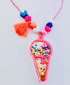 Pink Ice Cream Cone Necklace Shaker Kids Necklace