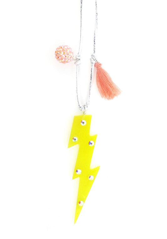 Lightning Bolt Resin Necklace + Bookmark